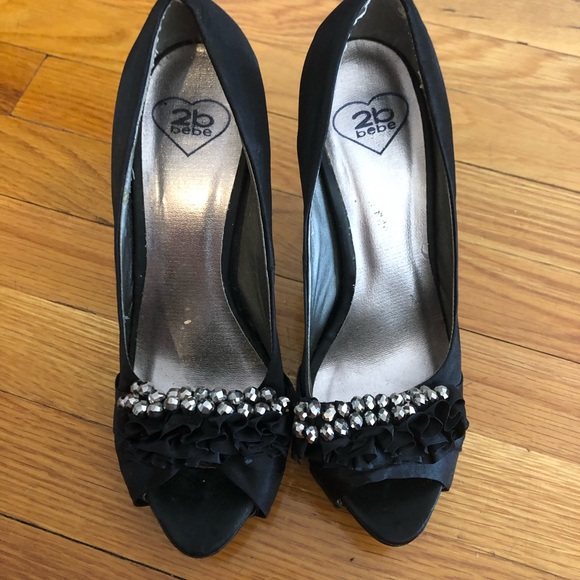 Bebe b2b evening ruffle stone heel size 7 - Picture 4 of 8